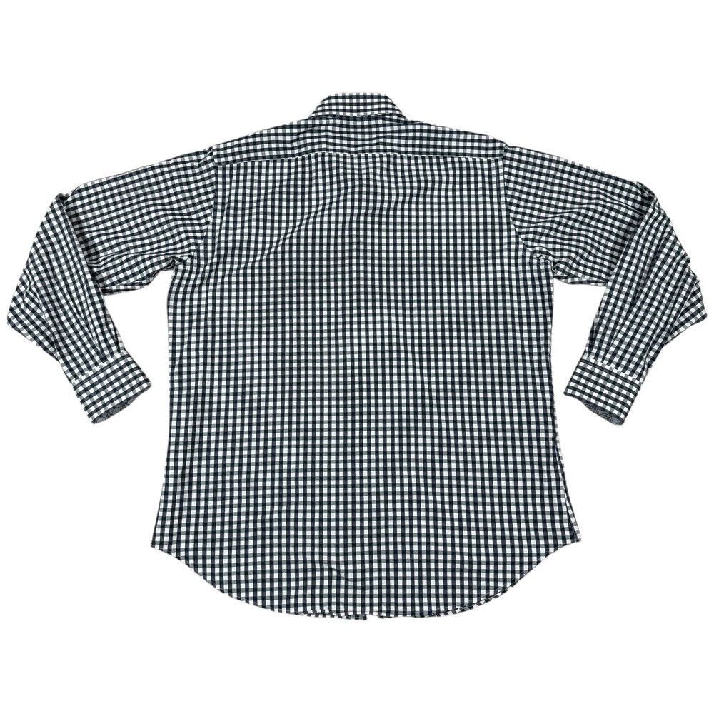 Thomas Dean Men's XL Check Dress Shirt Black White Plaid Long Sleeve Cotton - Picture 3 of 10